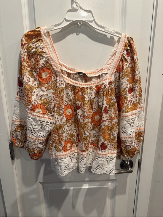 Rachel Zoe Tops - Rachel Zoe Crop Top Square Neck Crochet Lace Boho Embroidered Accent Sz  L